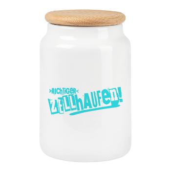 Zellhaufen Man - Keksdose mit Holzdeckel - Weiß - Vorne