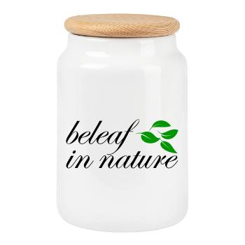 beleaf in nature - Cookie Jar with Wooden Lid - white - Front