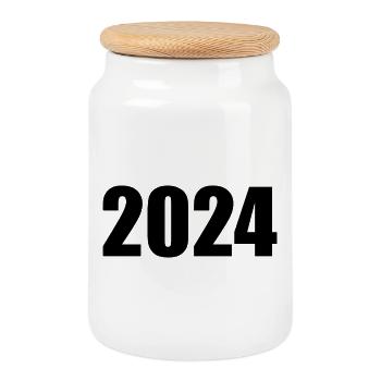 2024 weiß Silvester Neujahr schwarz - Keksdose mit Holzdeckel - Weiß - Vorne