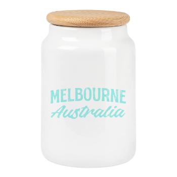 Melbourne Australien Vintage Travel - Keksdose mit Holzdeckel - Weiß - Vorne