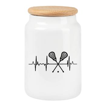 Lacrosse Herzlinie - Keksdose mit Holzdeckel - Weiß - Vorne