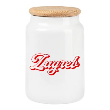 Zagreb Script Retro - Cookie Jar with Wooden Lid - white - Front