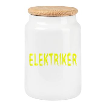 Elektriker Handwerker Design - Keksdose mit Holzdeckel - Weiß - Vorne