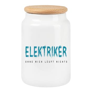 Elektriker Handwerker Design - Keksdose mit Holzdeckel - Weiß - Vorne