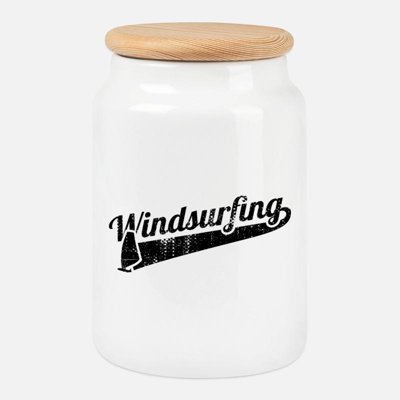 Windsurfen - Keksdose mit Holzdeckel - Weiß
