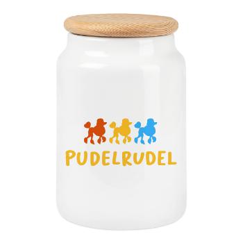 Pudel Rudel Gassi Hund Bello Hundebesitzer Fan - Keksdose mit Holzdeckel - Weiß - Vorne
