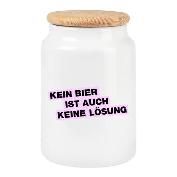Kein Bier ist auch keine Lösung - Keksdose mit Holzdeckel - Weiß - Vorne