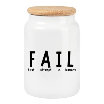 Fail - Cookie Jar with Wooden Lid - white - Front