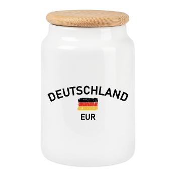 German Flag Brush Stroke - Cookie Jar with Wooden Lid - white - Front