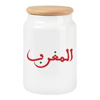 Morocco المغرب - Boîte à biscuits avec couvercle en bois - blanc - Devant
