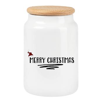 Joyeux Noël - Boîte à biscuits avec couvercle en bois - blanc - Devant