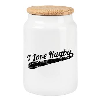 L’amour du rugby - Boîte à biscuits avec couvercle en bois - blanc - Devant