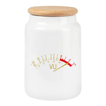 VU (volume) meter that turns out in red # - Cookie Jar with Wooden Lid - white - Front
