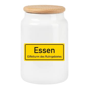 Essen place name germany - Cookie Jar with Wooden Lid - white - Front