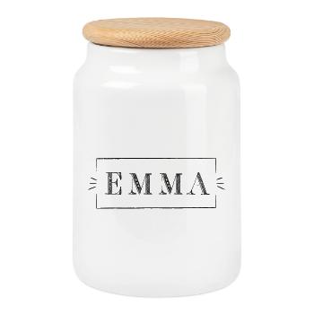 EMMA - name in a frame - Cookie Jar with Wooden Lid - white - Front