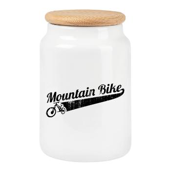 Mountain bike - Cookie Jar with Wooden Lid - white - Front