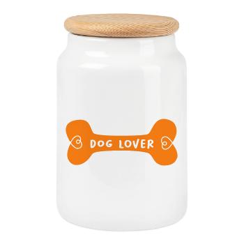 Amoureux des chiens, os de chien, ventilateur, amoureux des chiens, promenade de chien, - Boîte à biscuits avec couvercle en bois - blanc - Devant