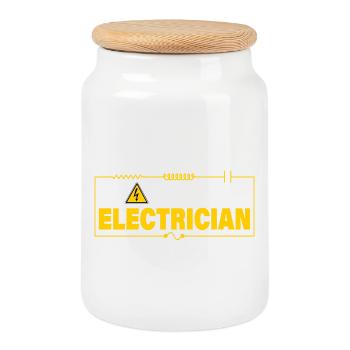ELECTRICIAN - Keksdose mit Holzdeckel - Weiß - Vorne