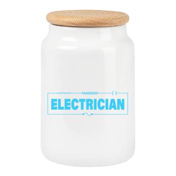ELECTRICIAN - Keksdose mit Holzdeckel - Weiß - Vorne