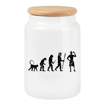 L’évolution de l’amateur de crème glacée - Boîte à biscuits avec couvercle en bois - blanc - Devant