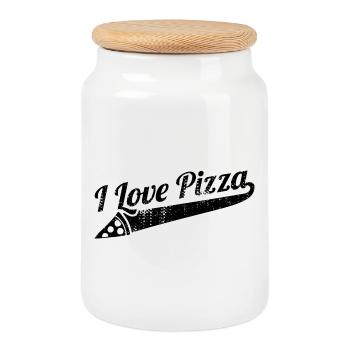 Citation d’un passionné de pizza - Boîte à biscuits avec couvercle en bois - blanc - Devant