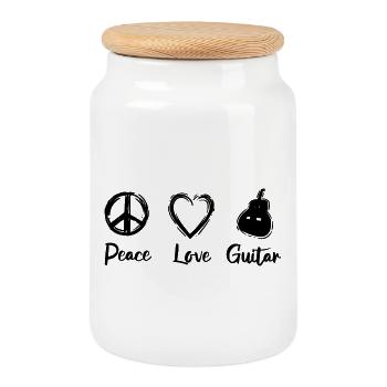 Amour de la guitare - Boîte à biscuits avec couvercle en bois - blanc - Devant