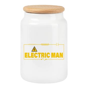ELECTRIC MAN - Keksdose mit Holzdeckel - Weiß - Vorne