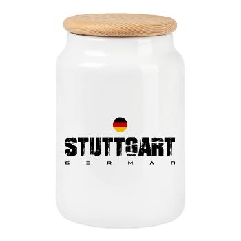 German Flag Circle Emblem - Cookie Jar with Wooden Lid - white - Front