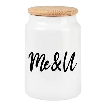 Me and you - Cookie Jar with Wooden Lid - white - Front