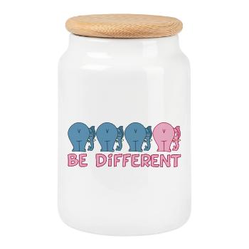 A different elephant - Cookie Jar with Wooden Lid - white - Front