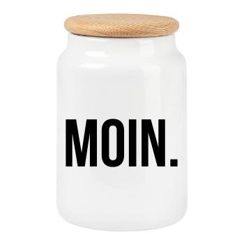 MOIN. T-Shirt North German Coastal Lover Hamburg - Cookie Jar with Wooden Lid - white - Front