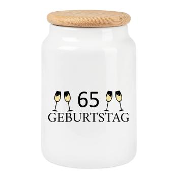65th birthday 65 years - Cookie Jar with Wooden Lid - white - Front