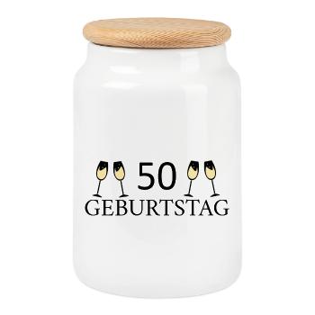 50th birthday 50 years - Cookie Jar with Wooden Lid - white - Front