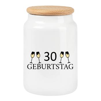 30th Birthday 30 Years - Cookie Jar with Wooden Lid - white - Front