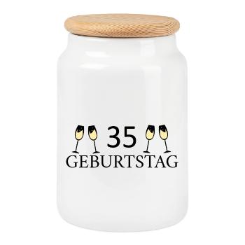 35.Geburtstag 35 Jahre - Keksdose mit Holzdeckel - Weiß - Vorne