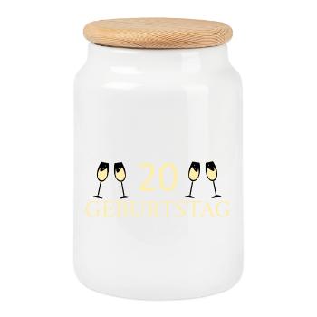 20th Birthday 20 Years Birthday - Cookie Jar with Wooden Lid - white - Front