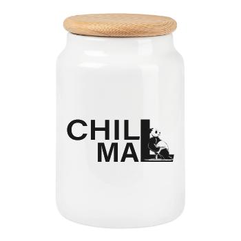 chill mal panda relax entspann dich - Keksdose mit Holzdeckel - Weiß - Vorne
