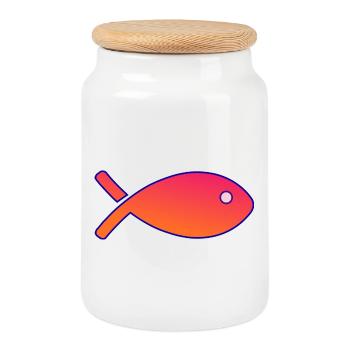POISSON. SARDINE. POISSON. POISSON D'AVRIL. MER - Boîte à biscuits avec couvercle en bois - blanc - Devant
