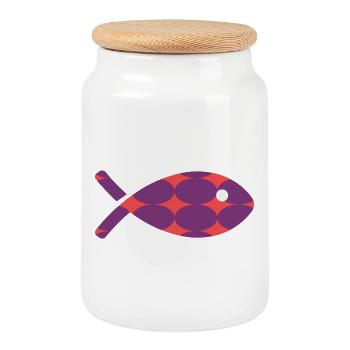 POISSON. MEMOIRE. SARDINE. POISSON D'AVRIL - Boîte à biscuits avec couvercle en bois - blanc - Devant