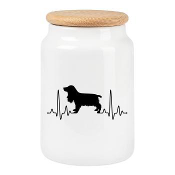 Cocker Spaniel Plus - Boîte à biscuits avec couvercle en bois - blanc - Devant