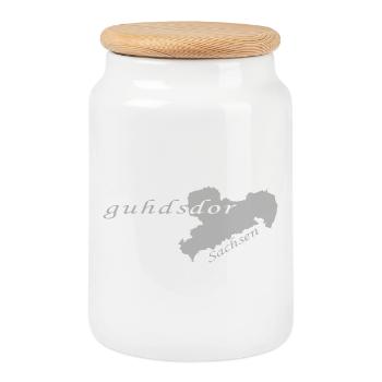 Guhdsdor - Mein Guter - Sächsisch - Dialekt - Keksdose mit Holzdeckel - Weiß - Vorne