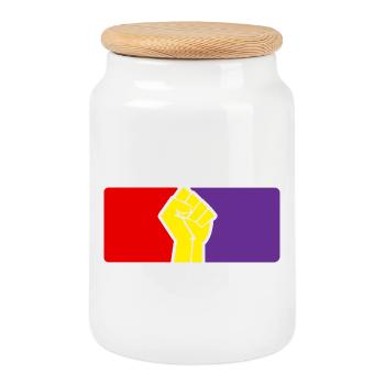 Drapeau et poing de la République espagnole - Boîte à biscuits avec couvercle en bois - blanc - Devant