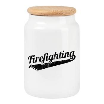Incendie - Boîte à biscuits avec couvercle en bois - blanc - Devant