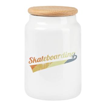 Retro Skateboarding - Cookie Jar with Wooden Lid - white - Front