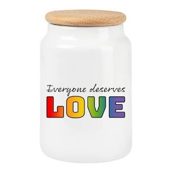 T-shirt LGBT Arc-en-ciel, tout le monde mérite de l’amour - Boîte à biscuits avec couvercle en bois - blanc - Devant