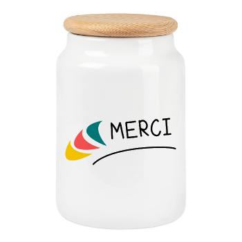GELIEBTE. VIELEN DANK. DANKE HERRIN - Keksdose mit Holzdeckel - Weiß - Vorne