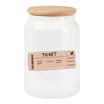 le billet Des vêtements pour toute la famille - Boîte à biscuits avec couvercle en bois - blanc - Devant
