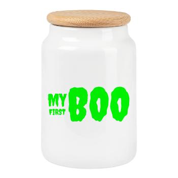 Vibrant Green Growth Typography Tee - Cookie Jar with Wooden Lid - white - Front