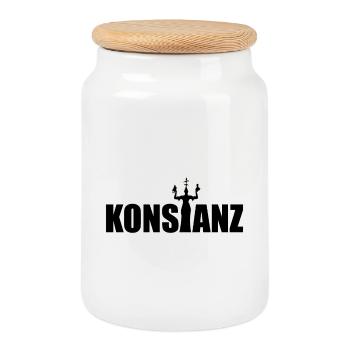 Stadt Konstanz am See - Logo - Imperia - Bodensee - Keksdose mit Holzdeckel - Weiß - Vorne