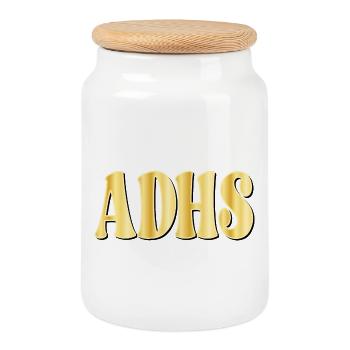 ADHD attention deficit - Cookie Jar with Wooden Lid - white - Front